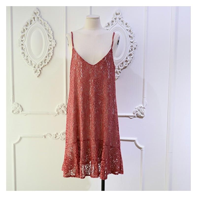 زفاف - Crochet Frilled Lace Summer Edgy Dress Strappy Top - Discount Fashion in beenono