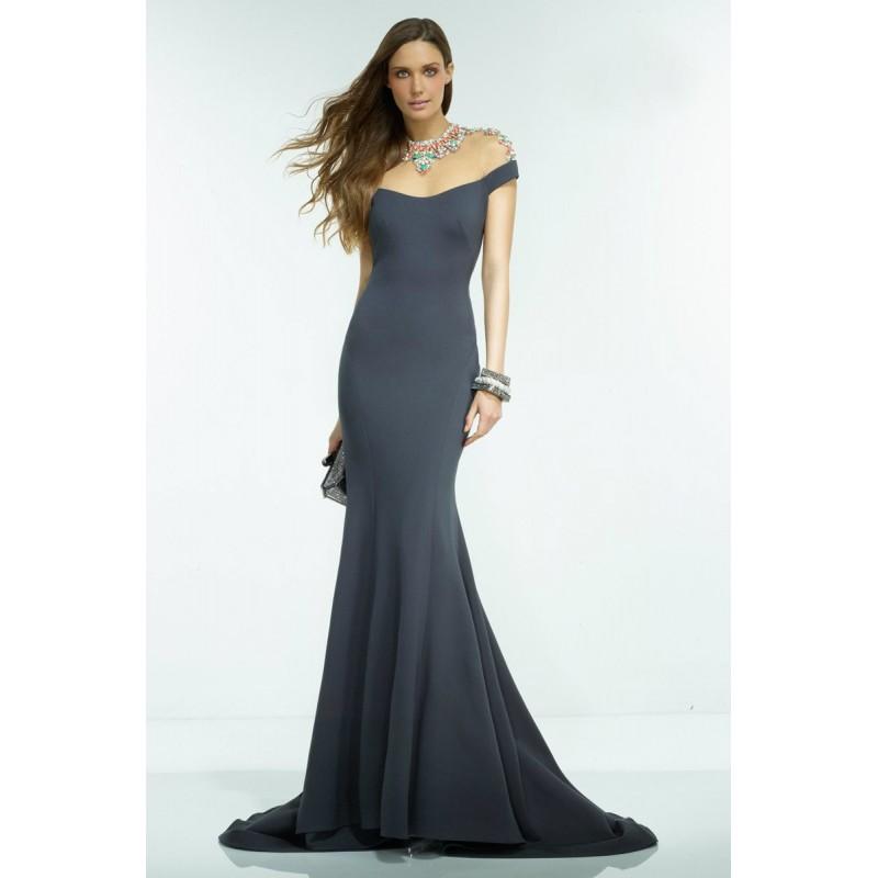 Alyce Paris Statuesque Jewel Illusion Long Evening Gown 2553