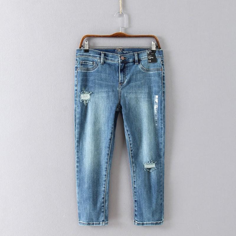 زفاف - Old School Ripped Slimming Plus Size Capris Spring Flexible Jeans - Discount Fashion in beenono