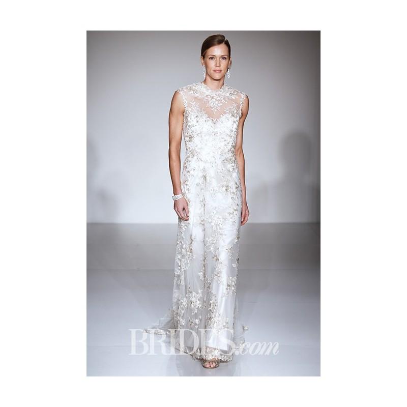 Wedding - Maggie Sottero - Fall 2015 - Camelia Cap Sleeve Floral Lace Illusion Sweetheart Sheath Wedding Dress - Stunning Cheap Wedding Dresses
