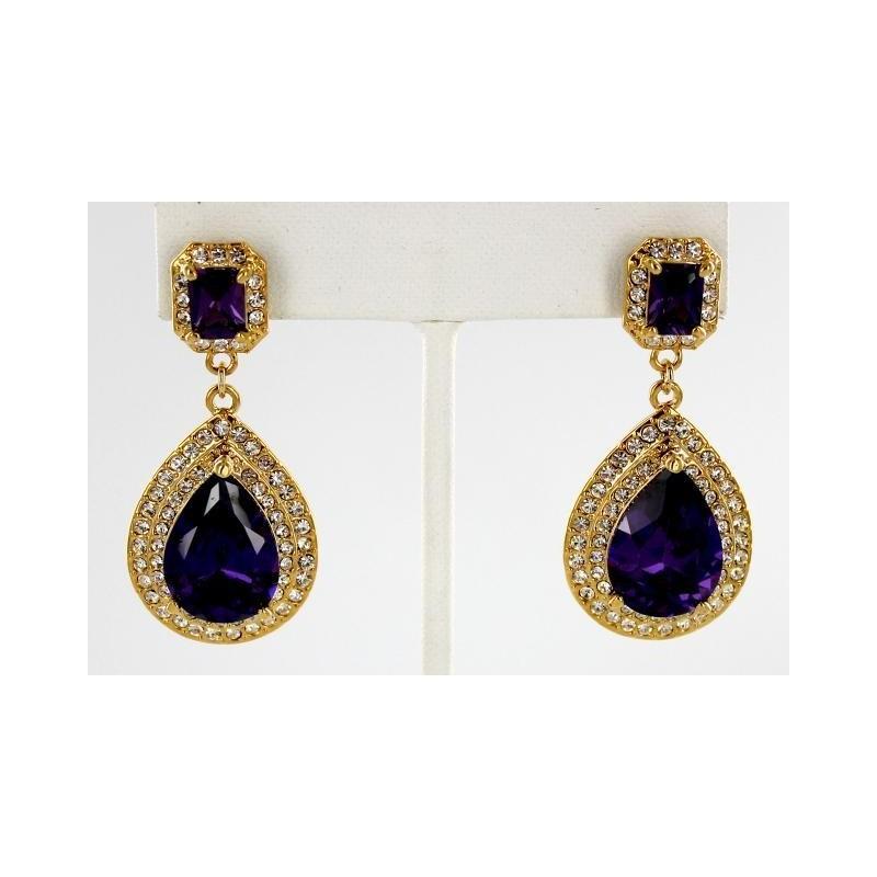 Свадьба - Helens Heart Earrings JE-E010008-G-Purple Helen's Heart Earrings - Rich Your Wedding Day