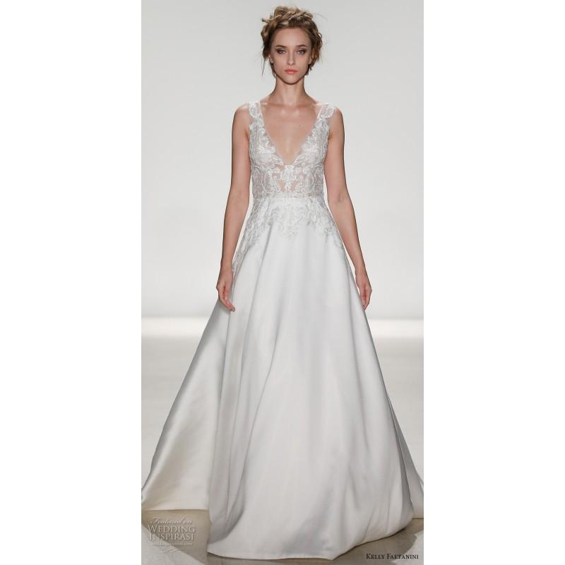 Hochzeit - Kelly Faetanini Ceres Spring/Summer 2018 Illusion Beaded Embroidered V-Neck Ball Gown with Mikado Skirt Wedding Gown - Branded Bridal Gowns
