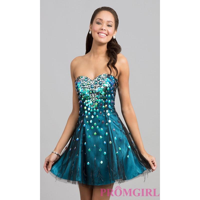 زفاف - Short Strapless Sweetheart Sequin Embellished Dress - Brand Prom Dresses