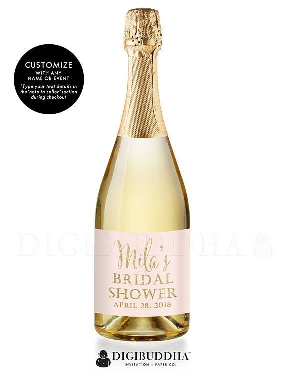Hochzeit - "Mila" Blush   Gold Bridal Shower Champagne Labels