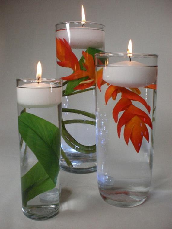 Mariage - Floating Flowers And Candles Centerpieces