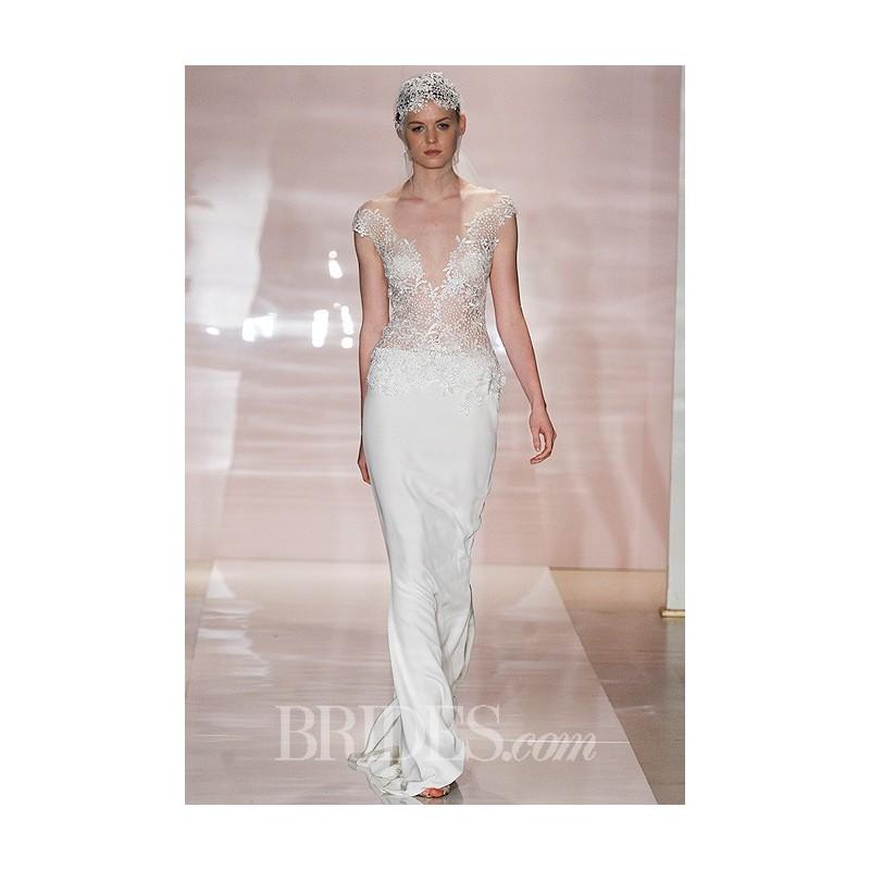 Wedding - Reem Acra - Fall 2014 - Style 5016 Tess Lace Sheath Wedding Dress with Silk Crepe Skirt - Stunning Cheap Wedding Dresses