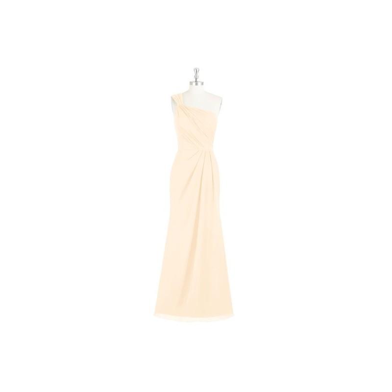 زفاف - Peach Azazie Carissa - One Shoulder Chiffon Strap Detail Floor Length Dress - Charming Bridesmaids Store