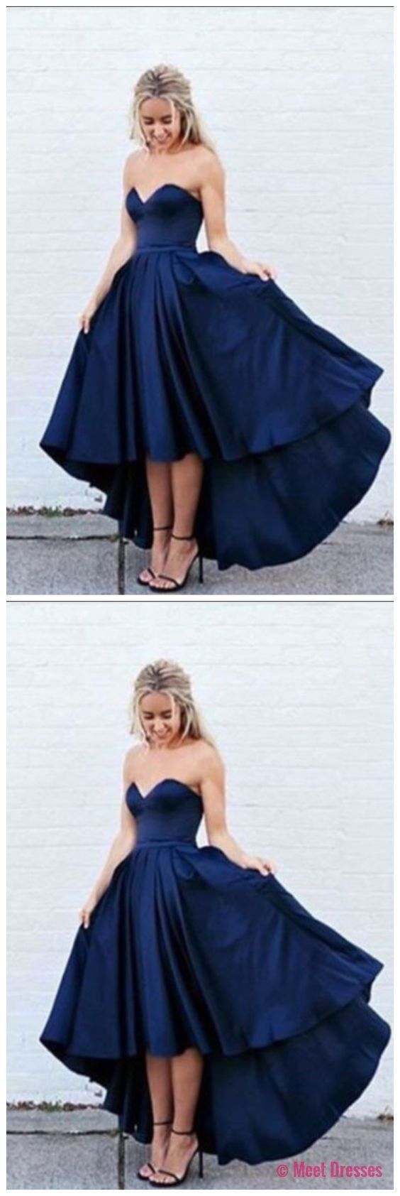 Mariage - New Arrival Simple Dark Navy Blue High-low Prom Dress PD20189757