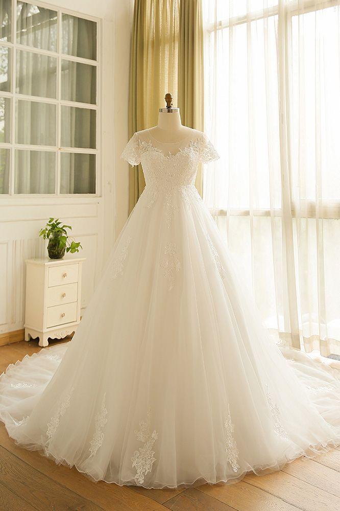 زفاف - Boho Lace A Line Beach Wedding Dress Plus Size With Sleeves 2018 #MN8027 - GemGrace.com