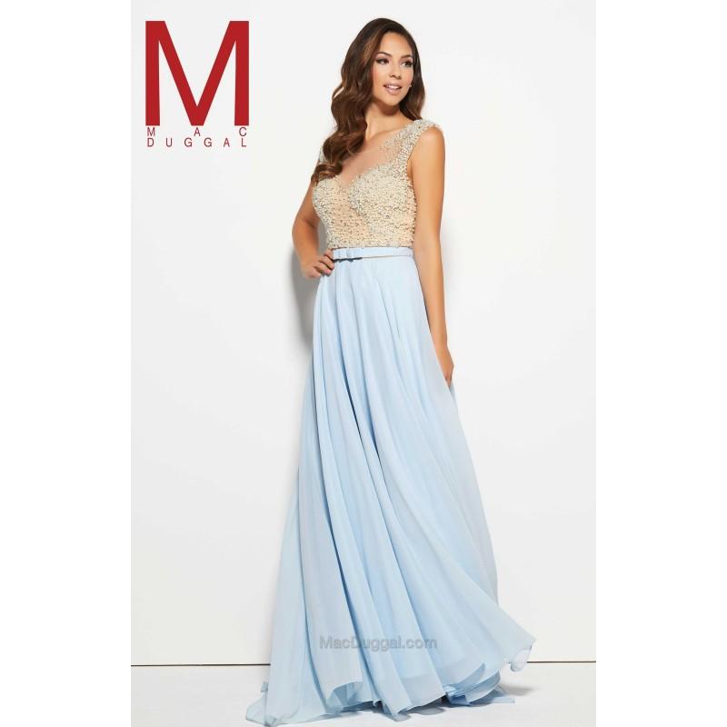 Hochzeit - Blush Mac Duggal 20046M - Sleeveless Chiffon Pearls Dress - Customize Your Prom Dress