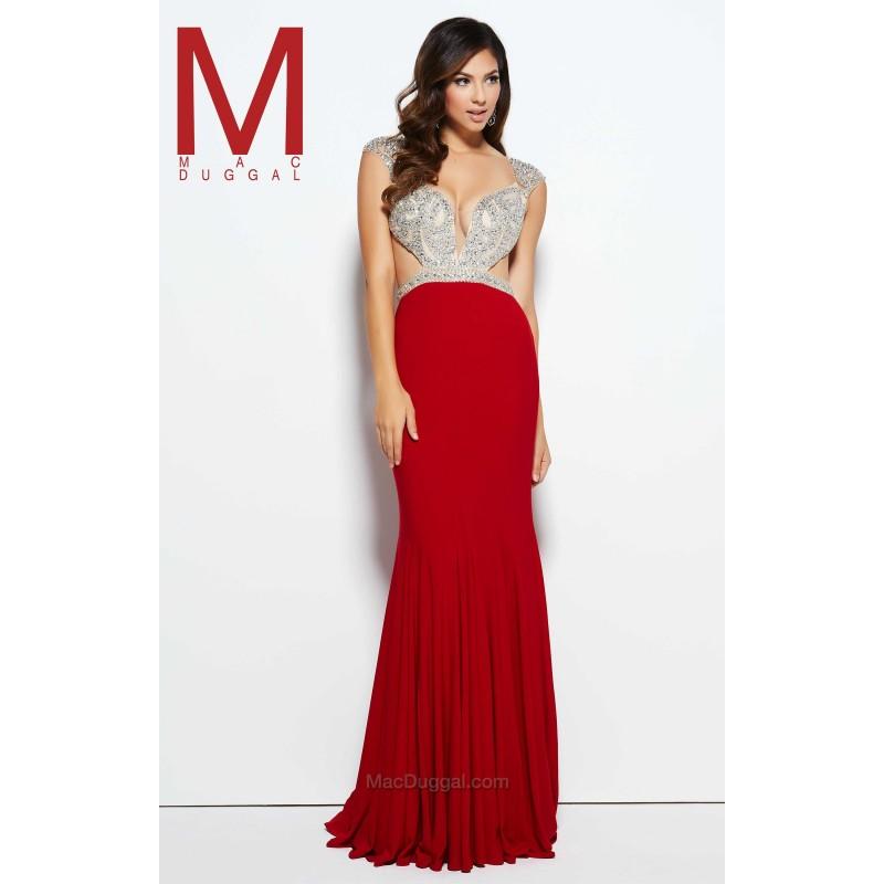 زفاف - Black/Nude Mac Duggal 76976M - Cut-outs High Slit Jersey Knit Open Back Sexy Dress - Customize Your Prom Dress