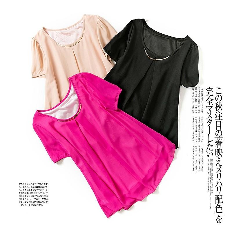 Wedding - Must-have Oversized Simple Slimming Scoop Neck Sleeveless Chiffon One Color T-shirt - Discount Fashion in beenono