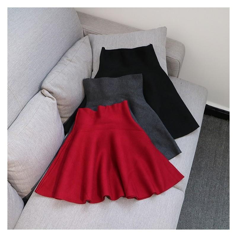 زفاف - Must-have Banded Waist Jersey One Color Skirt - Discount Fashion in beenono