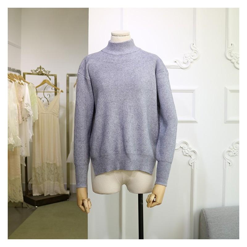 زفاف - Must-have Oversized High Neck Long Sleeves One Color Summer Basics - Lafannie Fashion Shop