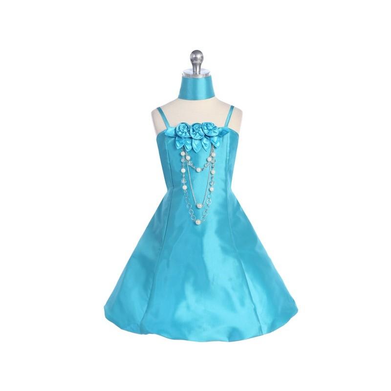 Wedding - Turquoise A-line Bubble Short Dress w/ Necklace Style: D3520 - Charming Wedding Party Dresses