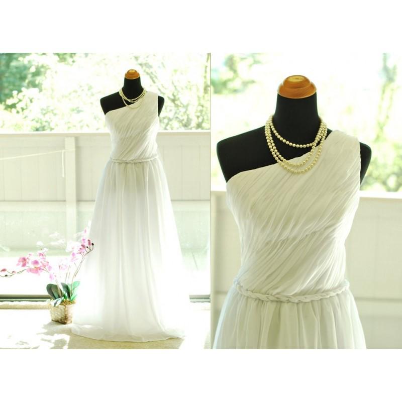 Mariage - 50shouse_ one shoulder pleated bridesmaid/wedding dress_ custom make_any color - Hand-made Beautiful Dresses