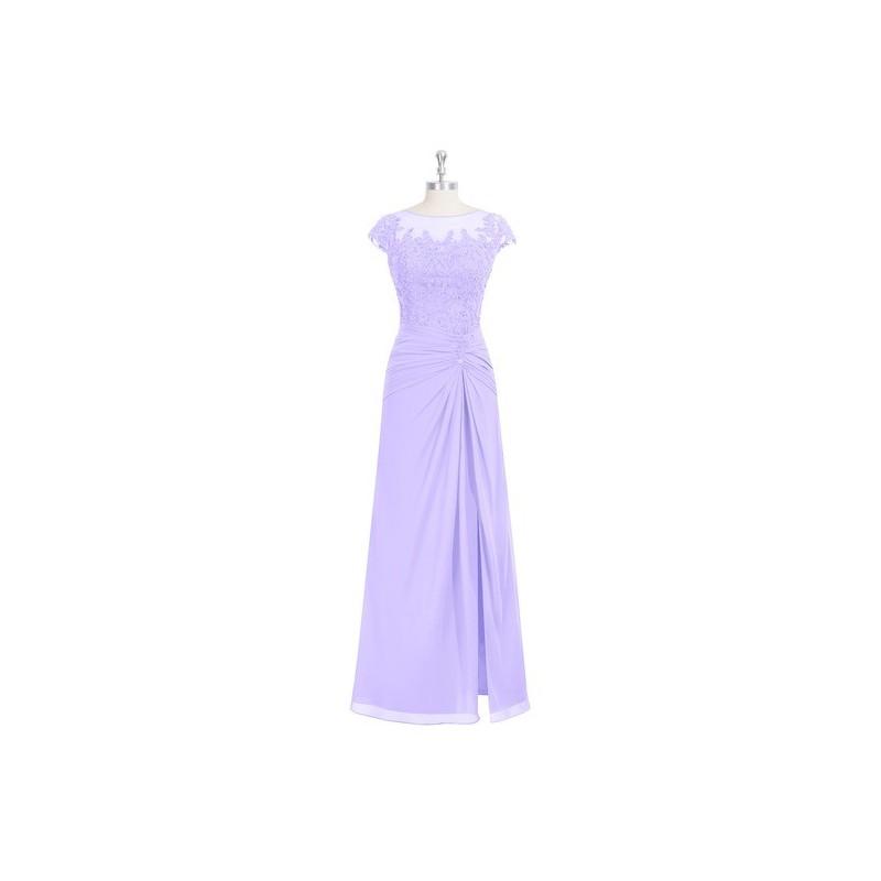 Hochzeit - Lilac Azazie Libby MBD - Illusion Floor Length Illusion Chiffon, Tulle And Lace Dress - Simple Bridesmaid Dresses & Easy Wedding Dresses
