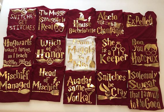 Mariage - Bachelorette Party Shirts , Harry Potter Gold Themed Bridal Shower , Tank Tops , Bride Crew T-Shirts, Wedding Gifts, Bachelorette Party