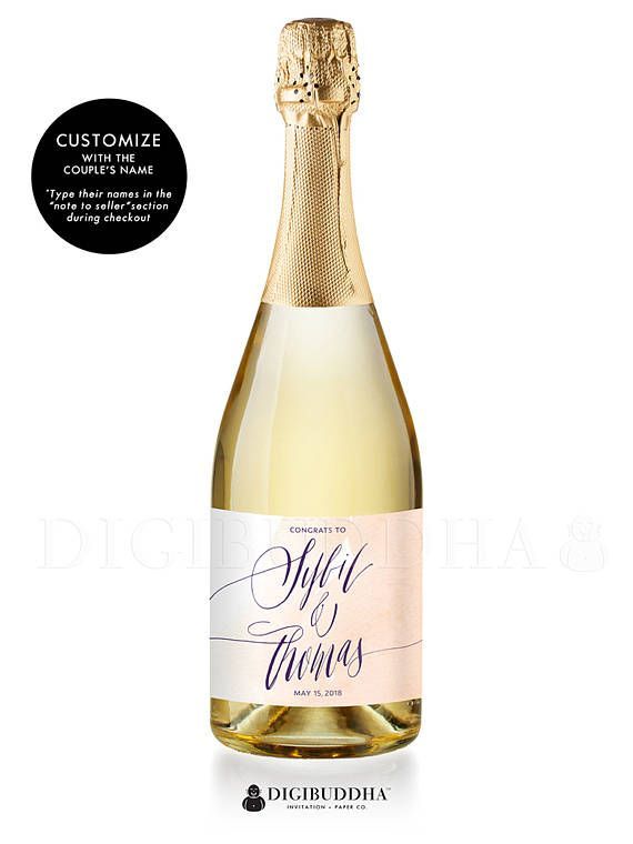 Wedding - Personalized Engagement Gift CHAMPAGNE LABEL Newlyweds Gift Engagement Gift For Couple Congrats You're Engaged Engagement Party Gift - Sybil