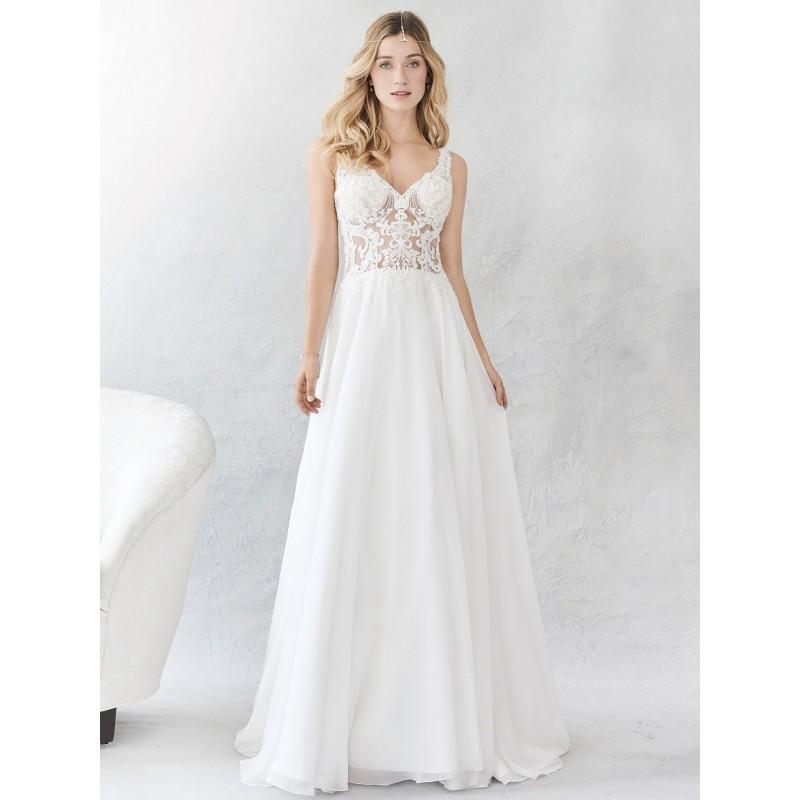 Mariage - Ella Rosa Spring/Summer 2017 BE379 Aline Ivory V-Neck Chapel Train Sleeveless Sweet Chiffon Embroidery Dress For Bride - Rich Your Wedding Day