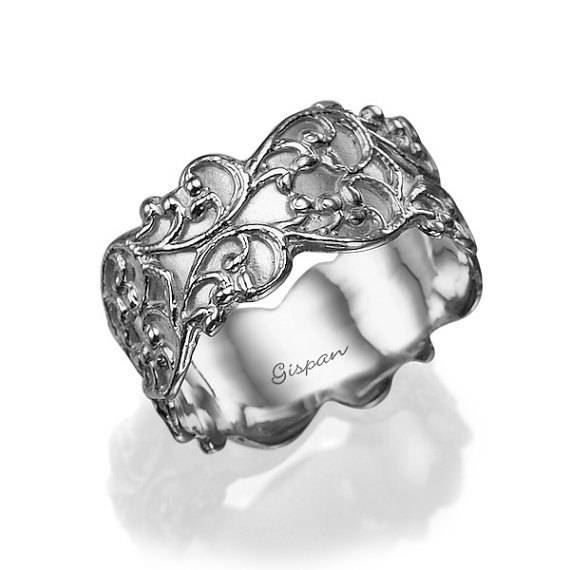 زفاف - Unique Wedding Ring, Wedding Band Women White Gold, Bands White Gold, 14k Gold Ring, Texture Ring, promise ring for her