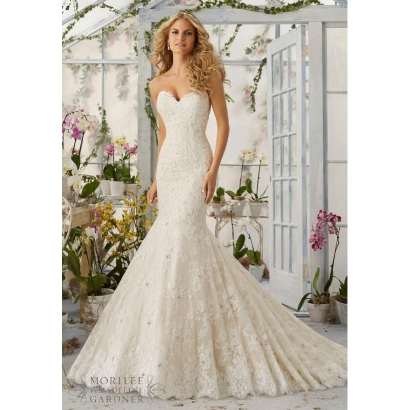 Hochzeit - Mori Lee 2820 Strapless Sweetheart Neckline Lace Fit & Flare Wedding Dress - Crazy Sale Bridal Dresses