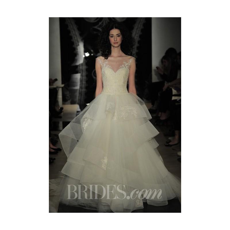 Hochzeit - Reem Acra - Spring 2014 - Hera Embroidered Ball Gown with Applique Cascade Skirt - Stunning Cheap Wedding Dresses
