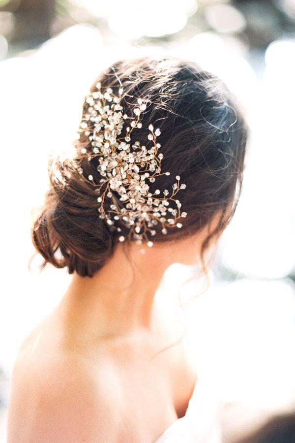 Mariage - Wedding Hair Piece,Gold Bridal Comb,Bridal Headpiece,Gold Floral Hair Comb,Headpiece,Wedding Accessories,Gold Headpiece,Gold Head Comb-FERA