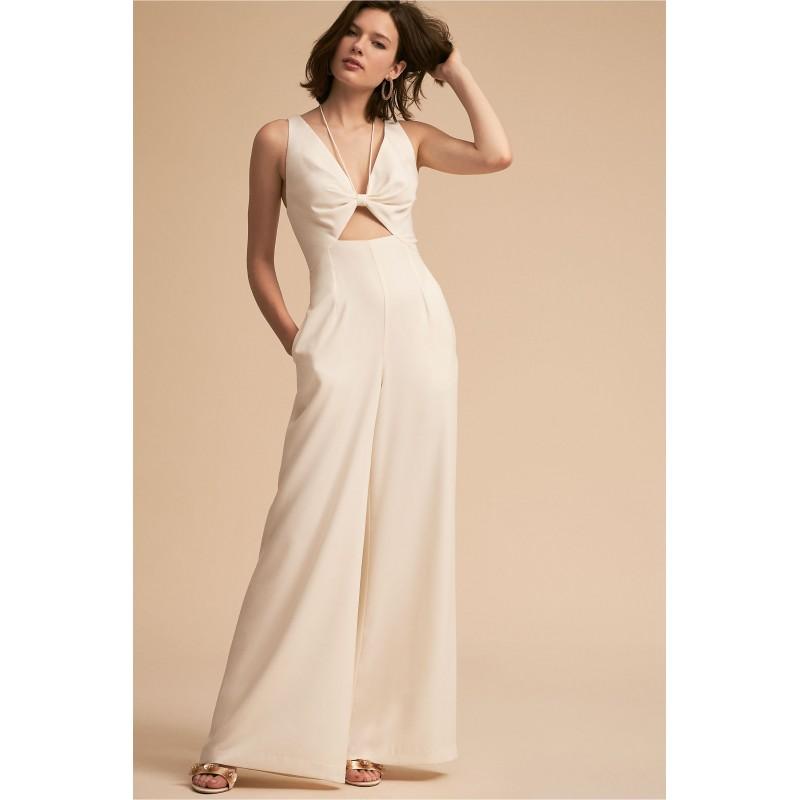 زفاف - BHLDN 2018 Bryant Ivory Pantsuit Floor-Length V-Neck Sleeveless Satin Zipper Up Spring Outdoor Dress For Bride - Customize Your Prom Dress