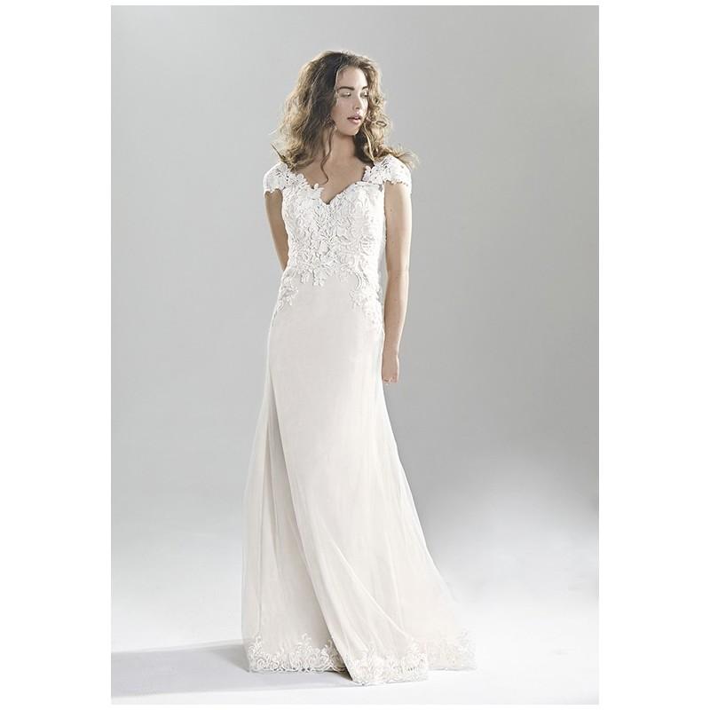 زفاف - Lillian West 6390 - A-Line V-Neck Basque Floor Chapel Lace Beading - Formal Bridesmaid Dresses 2018