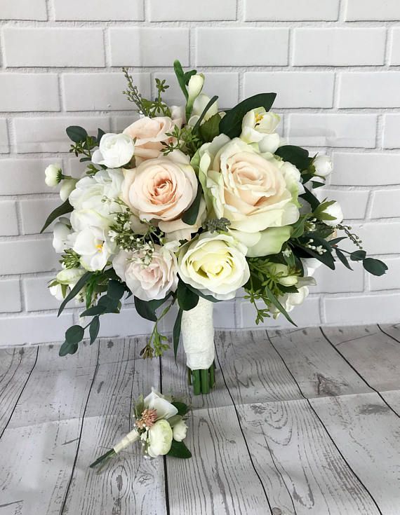 Mariage - Blush Wedding Bouquet, Bridal Bouquet,Blush Wedding Flowers,Boho Bouquet,Bridal Flowers, Eucalyptus Bouquet, Wedding Accessory,Silk Bouquet