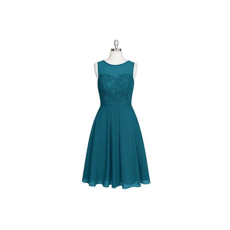 زفاف - Ink_blue Azazie Willow - Chiffon And Lace Back Zip Sweetheart Knee Length - Simple Bridesmaid Dresses & Easy Wedding Dresses