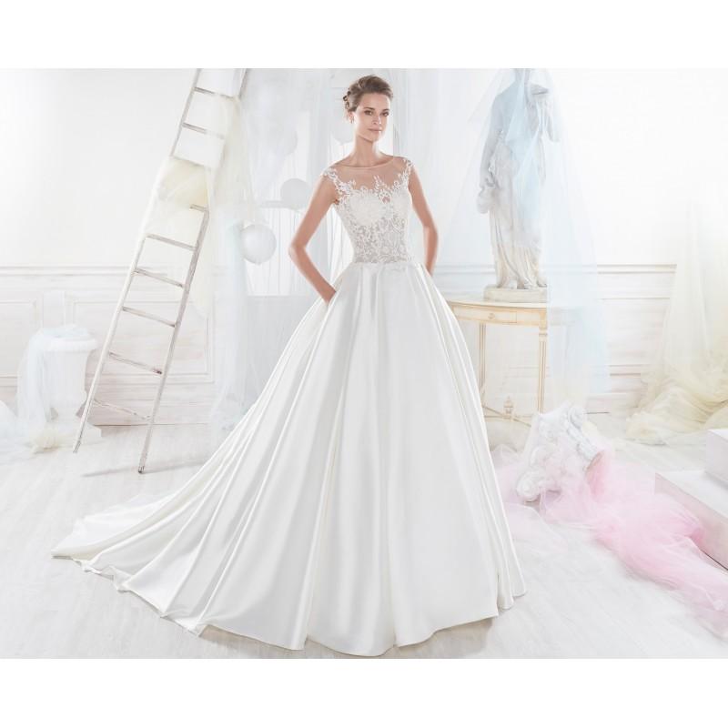 Wedding - Nicole 2018 NIAB18108 Satin Appliques Cap Sleeves Covered Button White Sweet Chapel Train Illusion Ball Gown Bridal Gown - Rich Your Wedding Day