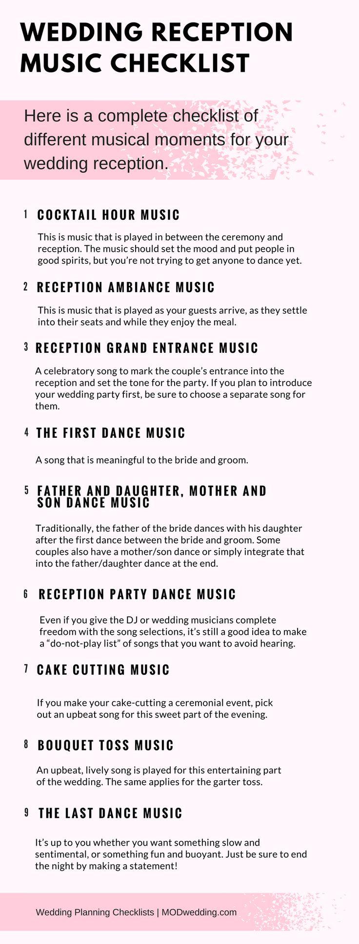 Mariage - Wedding Reception Music Checklist