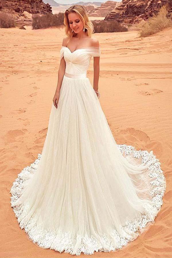 Mariage - 2017 Wedding Dresses Sexy Off-the-shoulder Sweep/Brush Train WF02-75