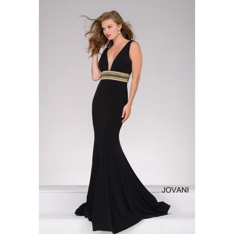 Hochzeit - Jovani 35119 Beaded Waist Jersey Pageant Dress - Brand Prom Dresses