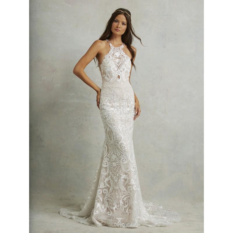 Mariage - Tara Lauren Spring/Summer 2018 FAYE Sweep Train Nude Fit & Flare Sleeveless Jewel Lace Keyhole Back Embroidery Wedding Gown - Customize Your Prom Dress