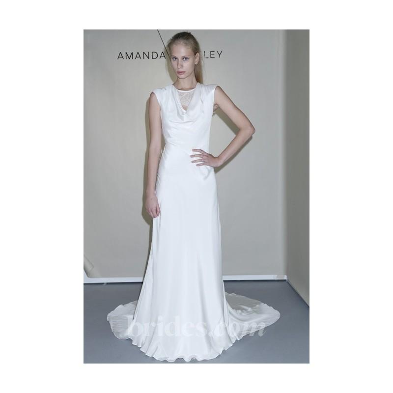 Hochzeit - Amanda Wakeley - Fall 2013 - Sleeveless Taffeta Sheath Wedding Dress with Cowl Neckline - Stunning Cheap Wedding Dresses