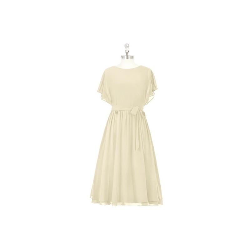 Свадьба - Champagne Azazie Alejandra - Knee Length Back Zip Scoop Chiffon Dress - Simple Bridesmaid Dresses & Easy Wedding Dresses