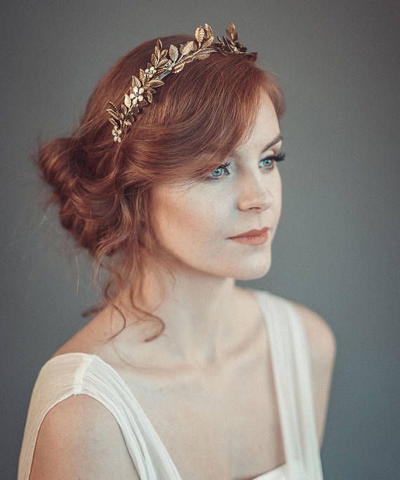 Wedding - Gold Leaf Tiara - Laurel Leaf Flower Crown - Bridal Tiara - Bridal Leaf Crown - Bridal Headpiece - Greek Goddess Hair Accessory