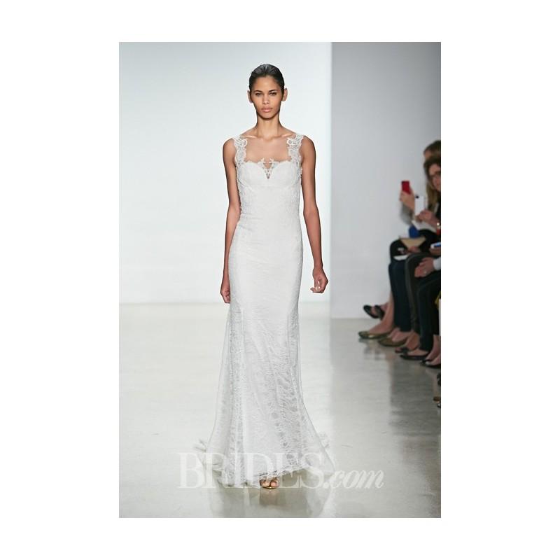 زفاف - Kenneth Pool - Spring 2015 - Sleeveless Chantilly Lace Sheath Wedding Dress with a Sweetheart Neckline - Stunning Cheap Wedding Dresses
