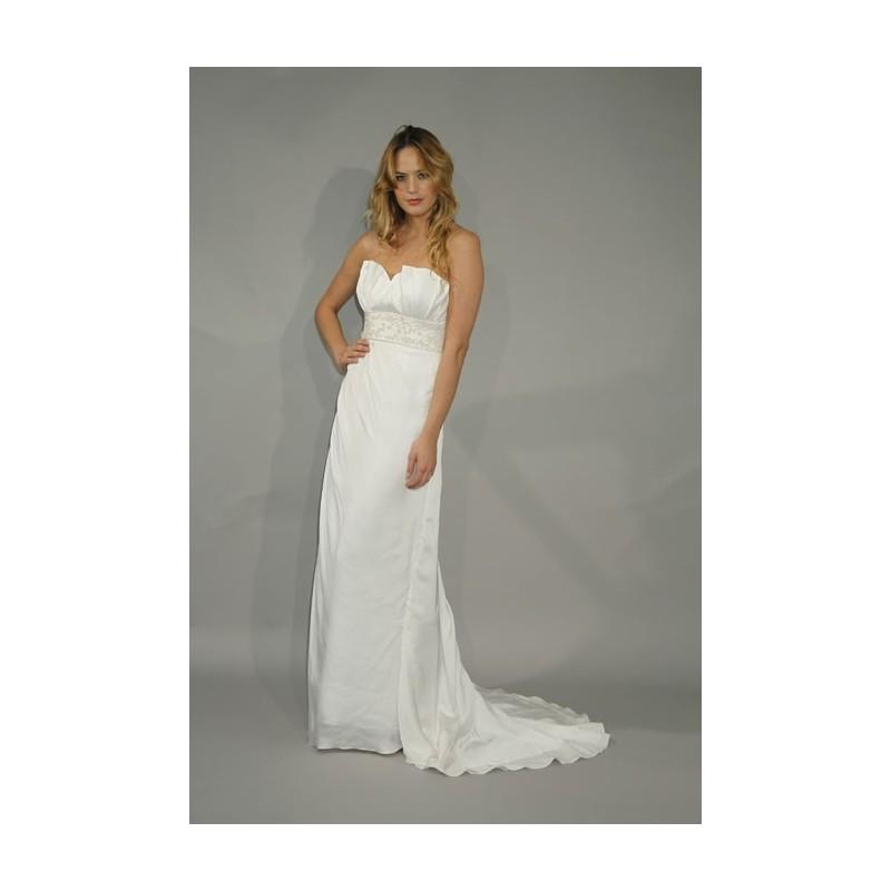 Wedding - Robert Bullock Bride - Fall 2012 - Strapless Satin Sheath Wedding Dress with Beaded Sash - Stunning Cheap Wedding Dresses