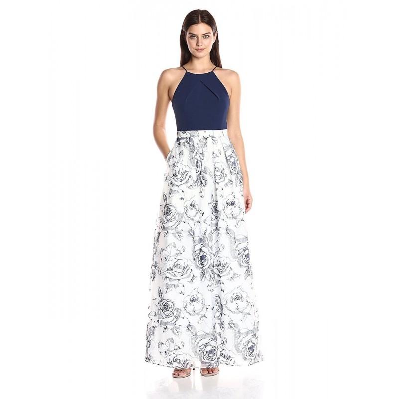 Свадьба - Aidan Mattox - 151A13240 Halter Floral Lace A Line Long Dress - Designer Party Dress & Formal Gown