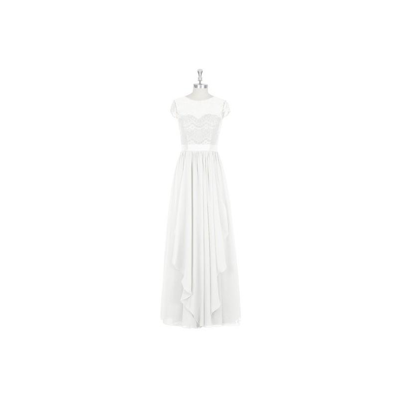 Wedding - Ivory Azazie Beatrice - Chiffon, Lace And Charmeuse Scoop Illusion Floor Length Dress - Simple Bridesmaid Dresses & Easy Wedding Dresses