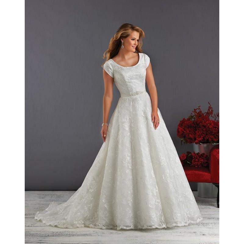 Hochzeit - Bonny Love 6420 Modest Floral Tulle A-Line Wedding Dress - Crazy Sale Bridal Dresses