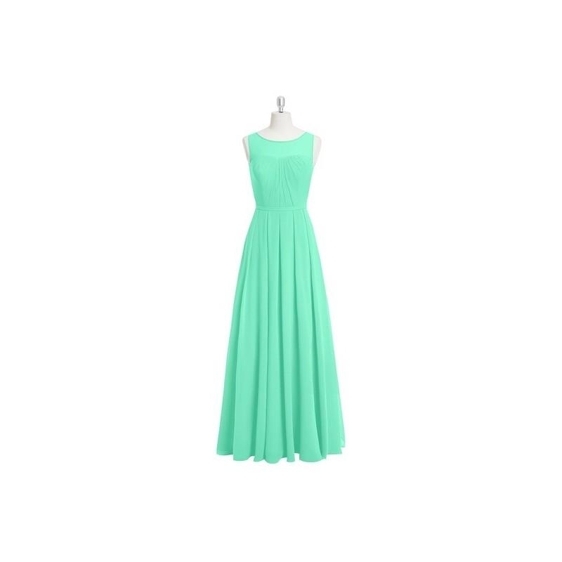 Wedding - Turquoise Azazie Ambrosia - Chiffon Boatneck Keyhole Floor Length Dress - Simple Bridesmaid Dresses & Easy Wedding Dresses