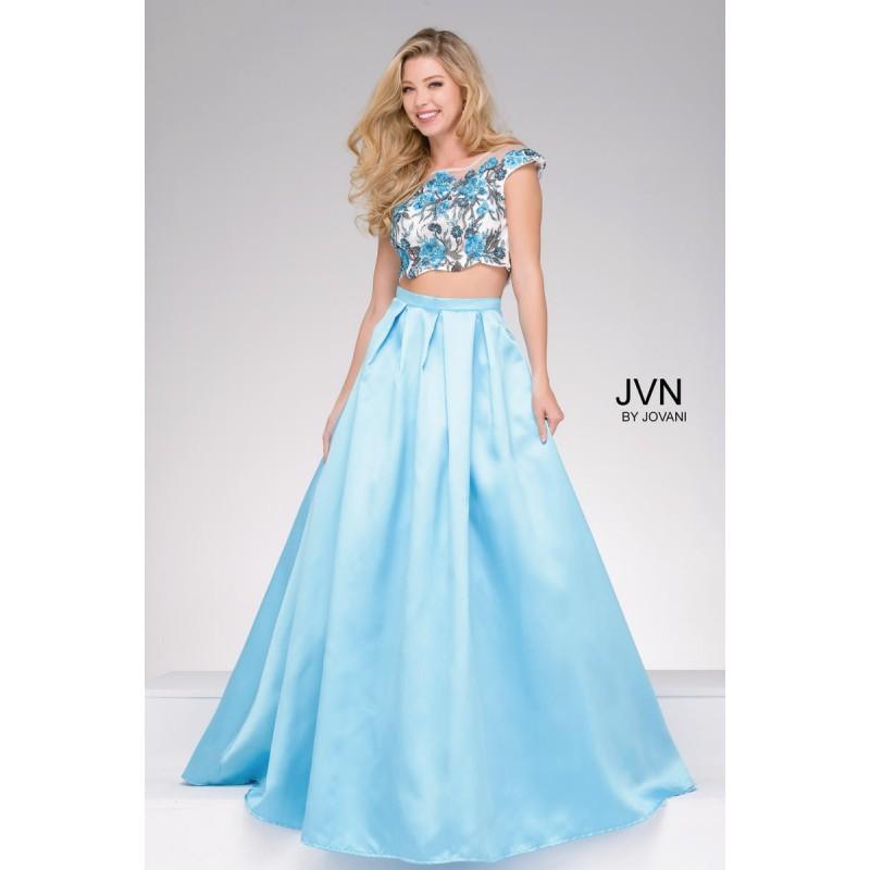 Hochzeit - JVN Prom JVN48713 Floral 2 Piece Gown - Brand Prom Dresses
