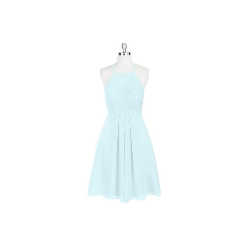 Свадьба - Mist Azazie Adriana - Chiffon Halter Knee Length Strap Detail Dress - Charming Bridesmaids Store