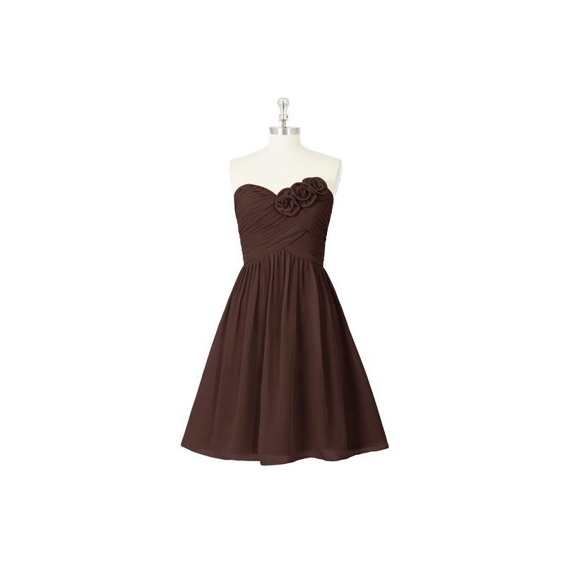 زفاف - Chocolate Azazie Kelsey - Chiffon Knee Length Sweetheart Back Zip Dress - Charming Bridesmaids Store