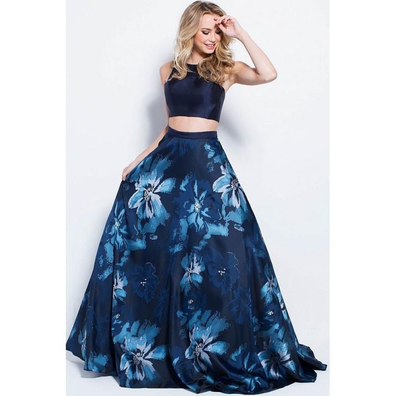 Mariage - Jovani - 58610 Two Piece Sleeveless Floral Satin Gown - Designer Party Dress & Formal Gown